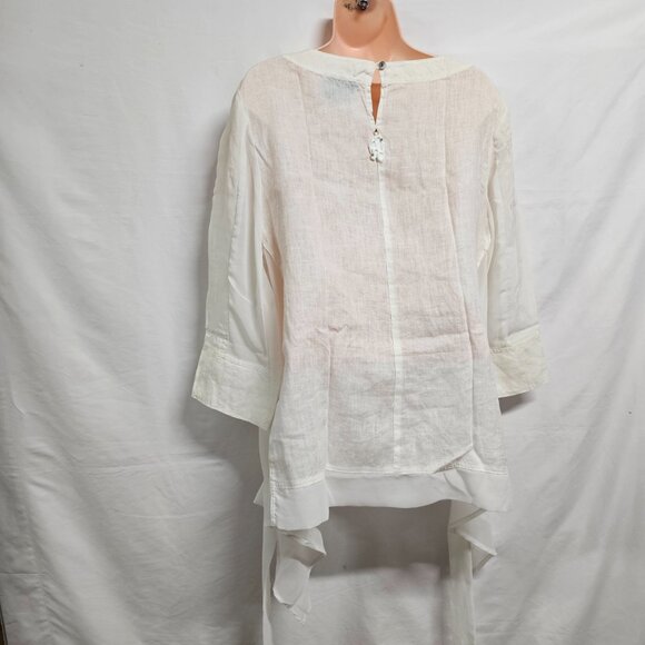 Daniela Dallavalle Elisa Cavaletti DANI Top Blouse Women Size L White Linen - Picture 6 of 16